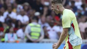 Fermín López celebra su gol contra Marruecos en los Juegos Olímpicos