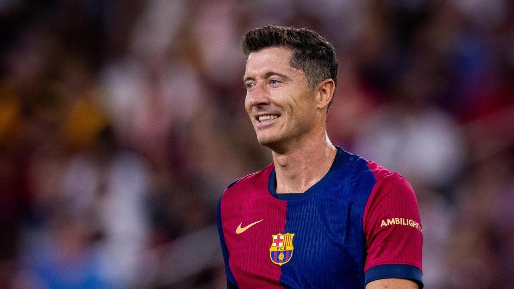 Lewandowski durante el amistoso de pretemporada contra el Milan