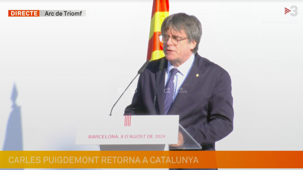 El 'expresident' fugado, Carles Puigdemont, en Barcelona hoy