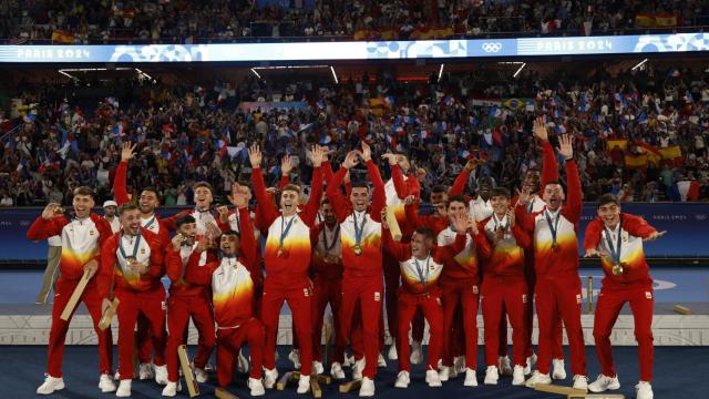 Los jugadores de la selección española sub-23 celebran el oro en los Juegos Olímpicos