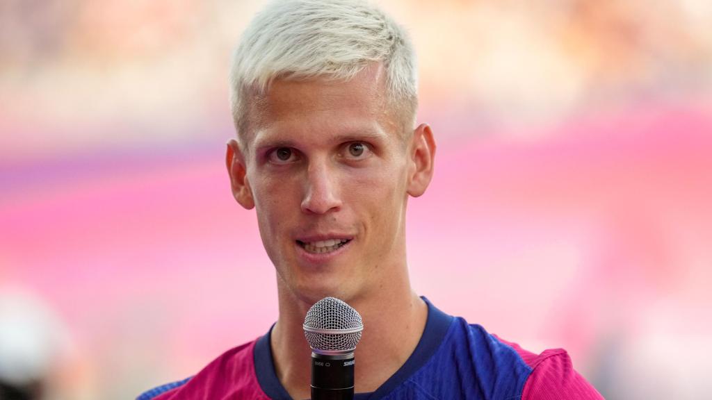 Dani Olmo, en su presentación como jugador del Barça