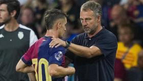 Hansi Flick y Marc Casadó en el Gamper