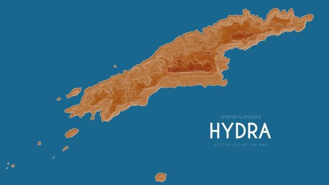 Mapa topográfico de Hydra (Grecia)