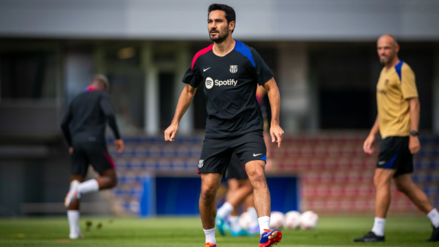 Ilkay Gundogan, en un entrenamiento del Barça