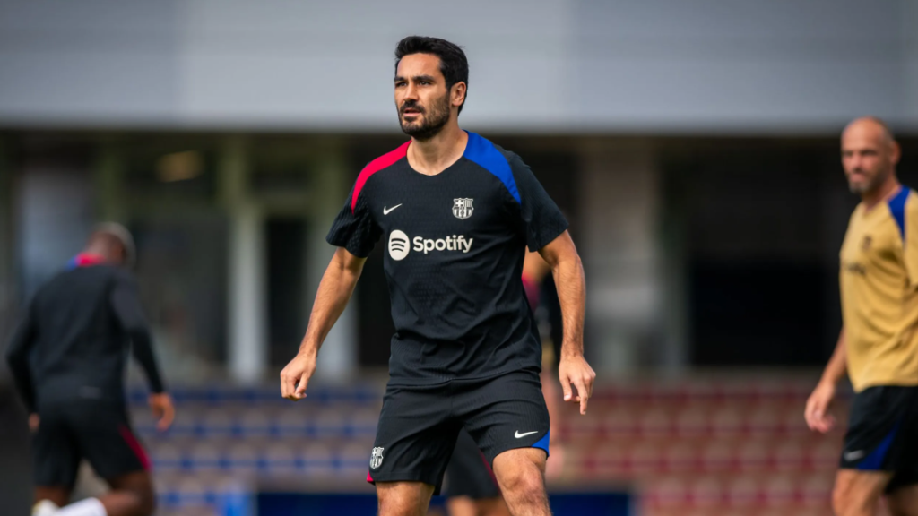 Ilkay Gundogan, en un entrenamiento del Barça