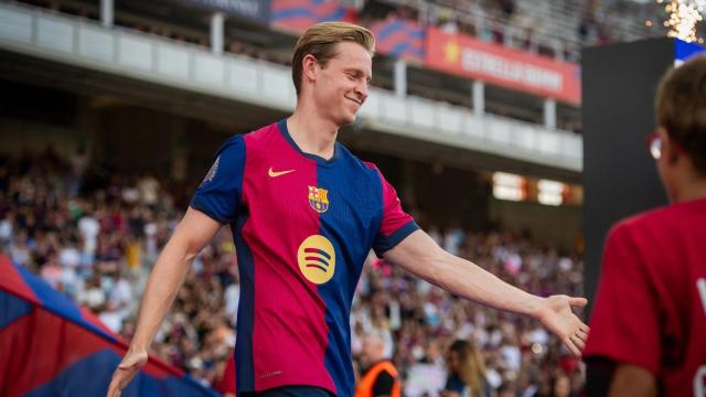 Frenkie de Jong, durante la presentación de la plantilla del Barça en el Trofeo Joan Gamper