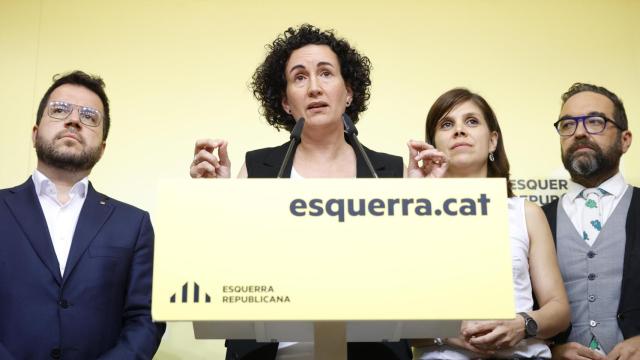 La secretaria general de ERC en funciones, Marta Rovira, durante una rueda de prensa de ERC, en la sede del partido