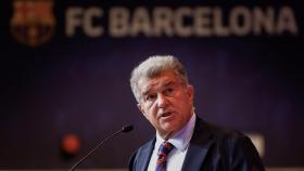 Joan Laporta, presidente del Barça, en un acto celebrado en el Auditori 1899