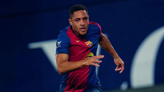 Vitor Roque, en un partido del Barça, antes de marcharse cedido al Betis