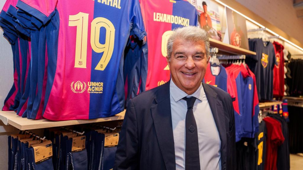 Joan Laporta, en la apertura de la segunda Barça Store en Madrid