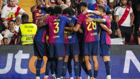 Los jugadores del Barça en Vallecas