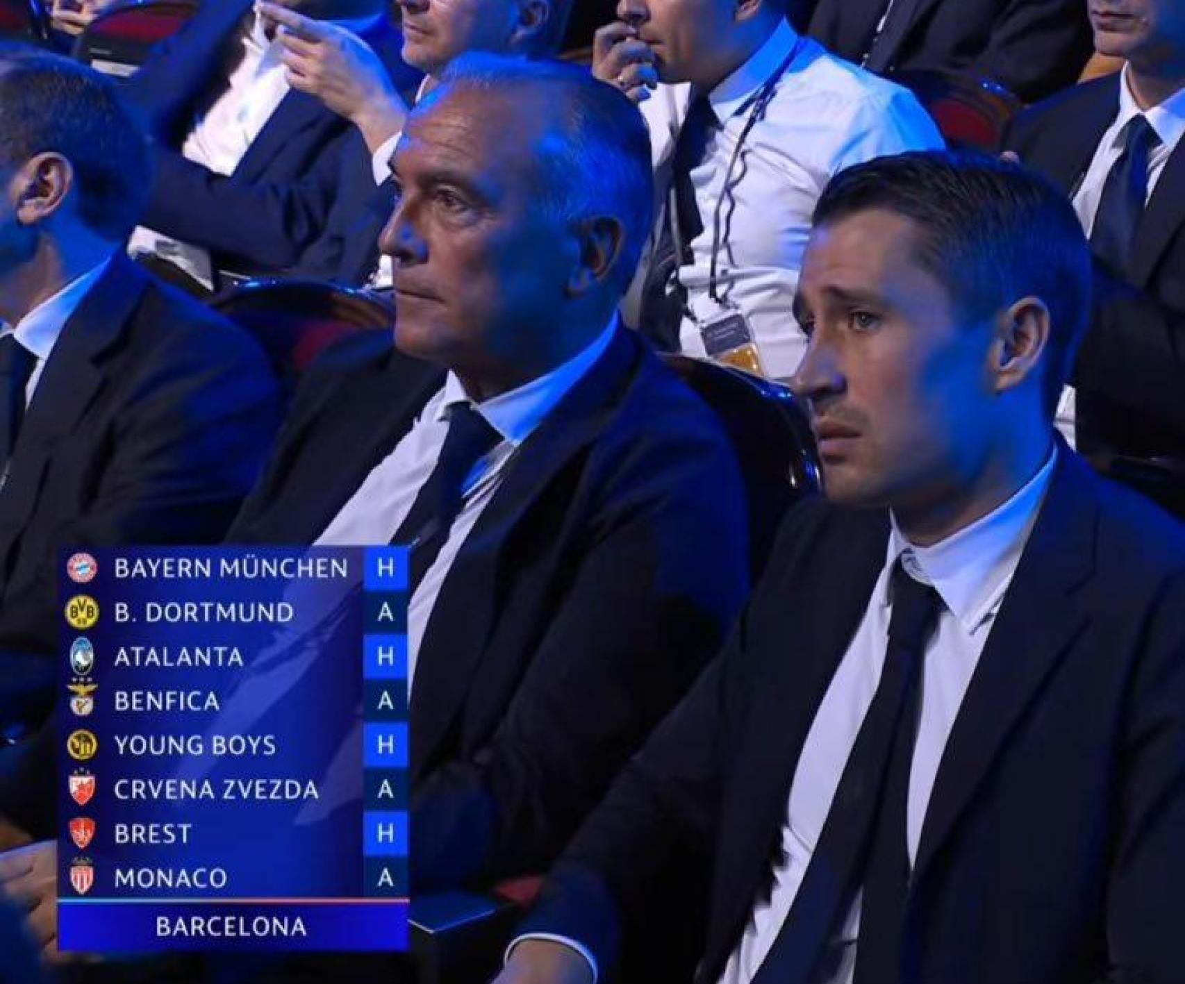 Rafa Yuste y Bojan Krkic, en el sorteo de la Champions League 2024-25