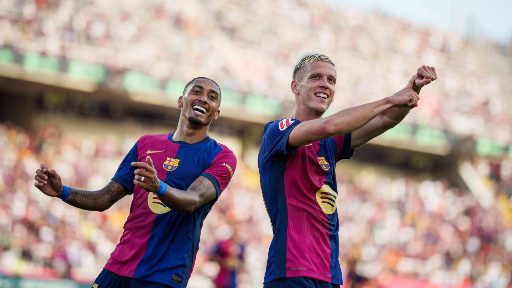 Dani Olmo celebra su gol anotado contra el Real Valladolid