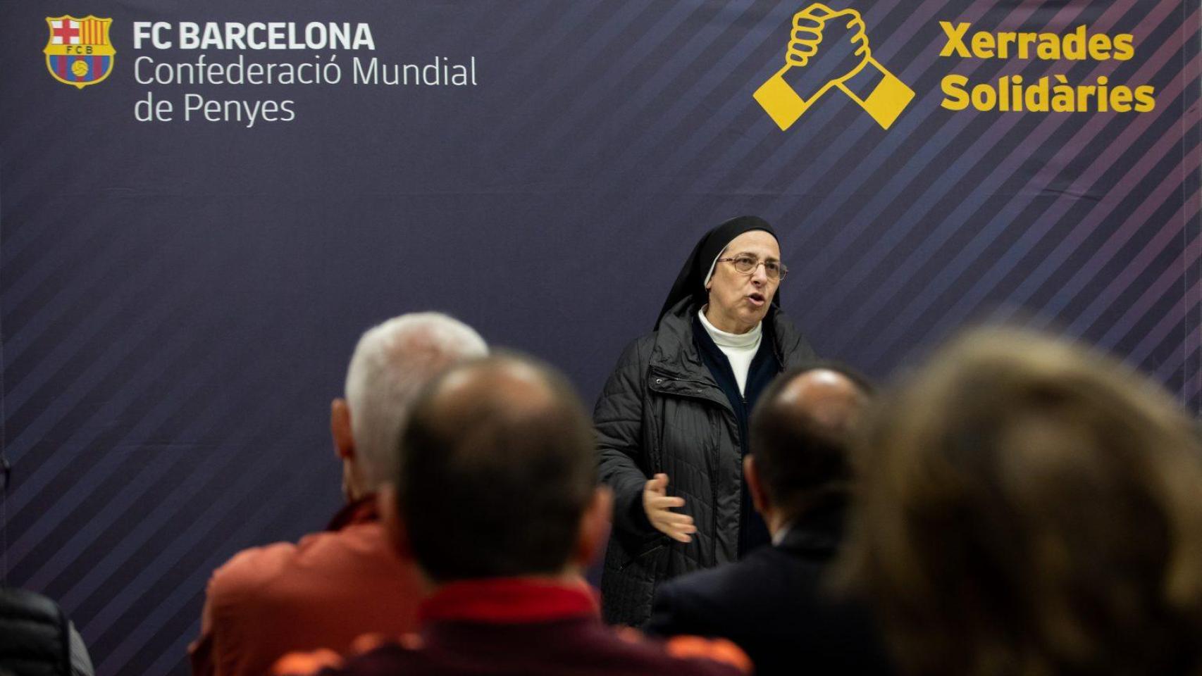 Sor Lucía Caram durante un acto de la Confederación de Peñas del Barça