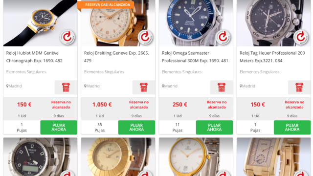 Parte de los relojes que se subastan en el portal Escrapalia