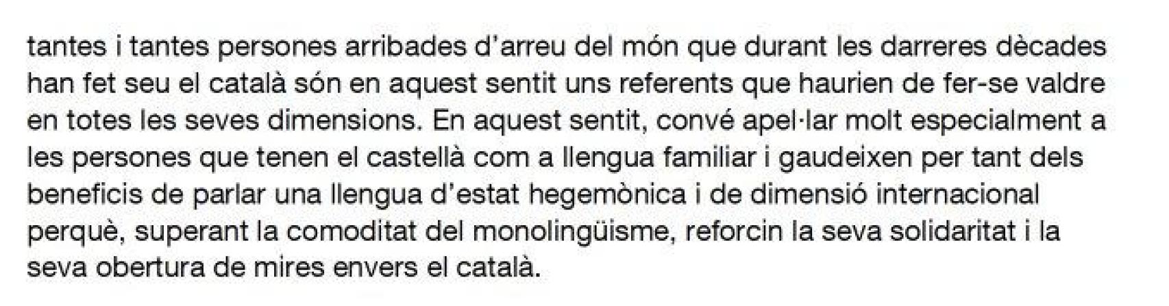 Extracto del informe de la 'conselleria' de Política Lingüística del Govern