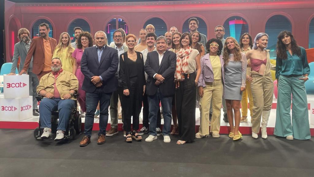 Presentación de la temporada de 3Cat, con la presidenta de 3Cat Rosa Romà, el director de TVC Sigfrid Gras, el director de Catalunya Ràdio Jordi Borda y presentadores de programas