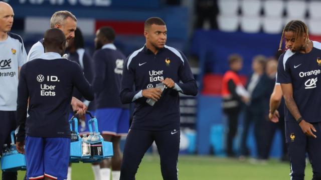 Kylian Mbappé, durante la previa del partido de Francia contra Italia