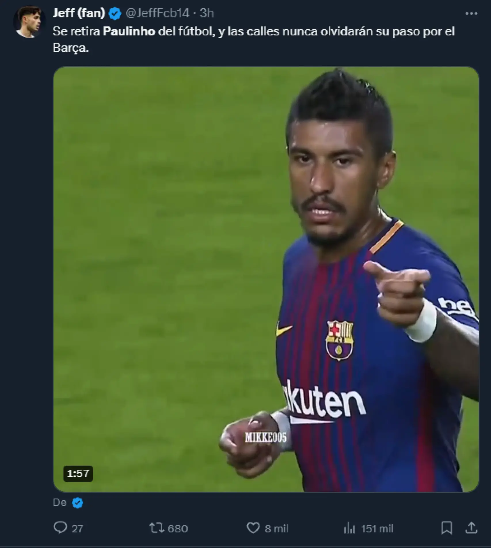 La afición del Barça se rinde a Paulinho (1)