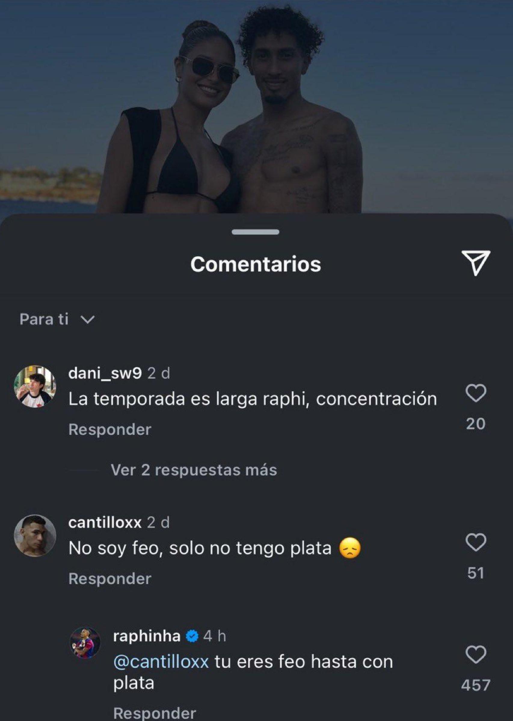 La viral respuesta de Raphinha en Instagram (1)