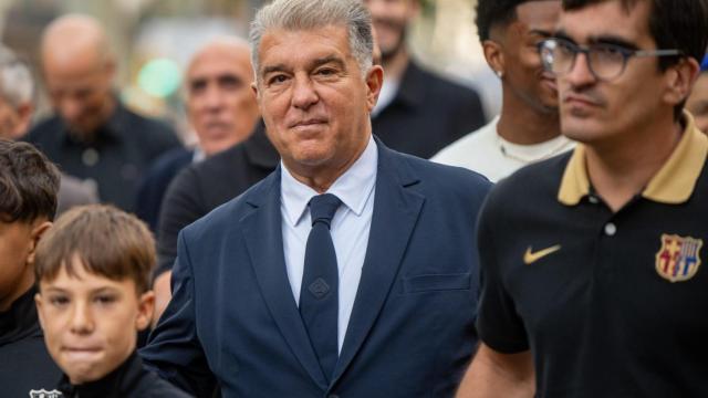 Joan Laporta, presidente del FC Barcelona, durante la ofrenda a Rafael Casanova / EP