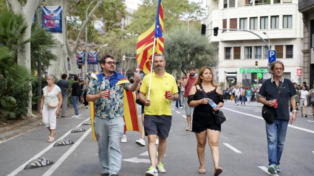 Asistentes a la marcha de la Diada de la CUP