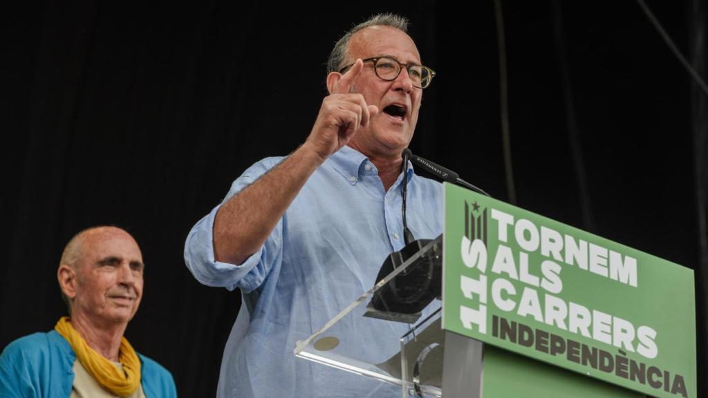 El presidente de Òmnium Cultural, Xavier Antich, durante la manifestación de ANC por la Diada