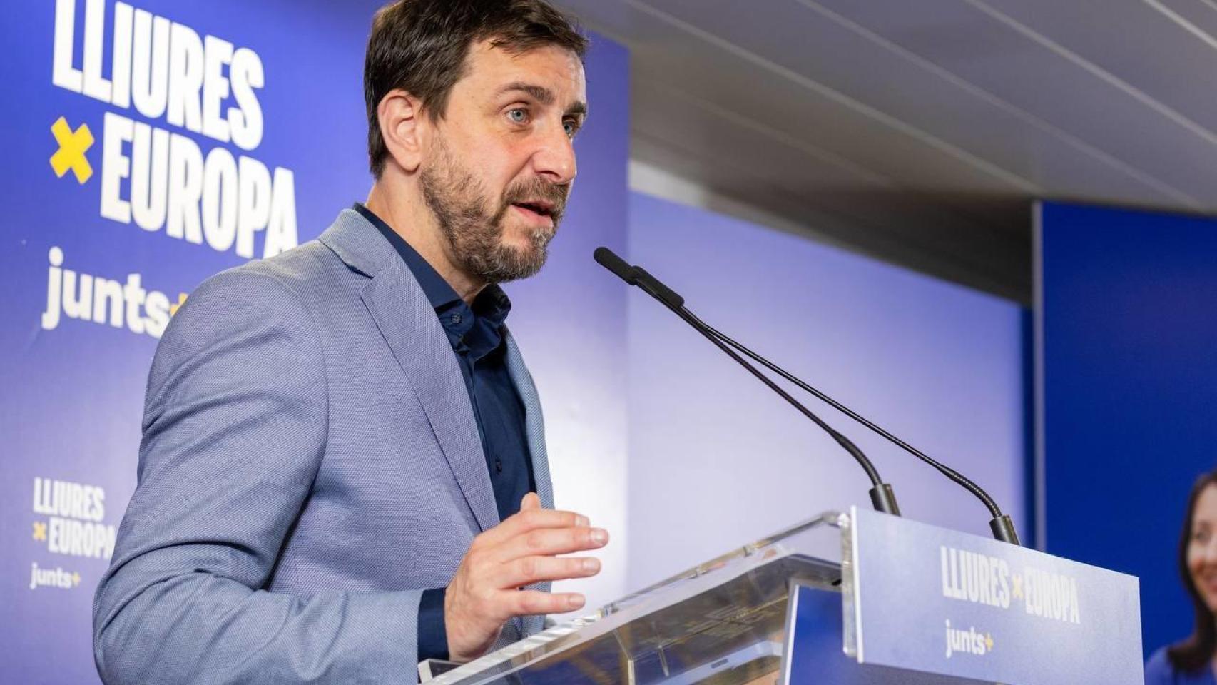 Toni Comín, de Junts per Catalunya, en un acto en Bruselas