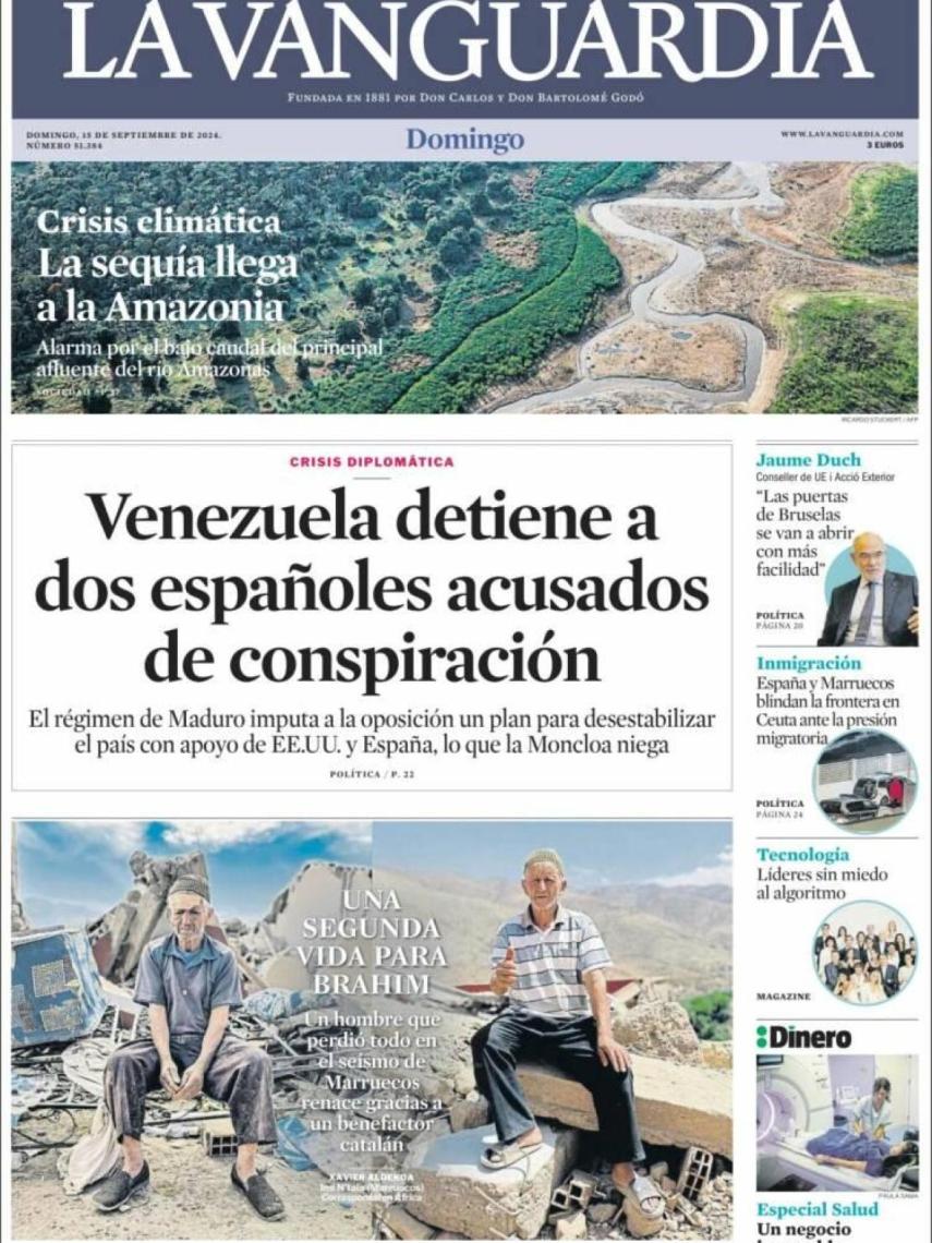 Portada de 'La Vanguardia' del domingo, 15 de septiembre