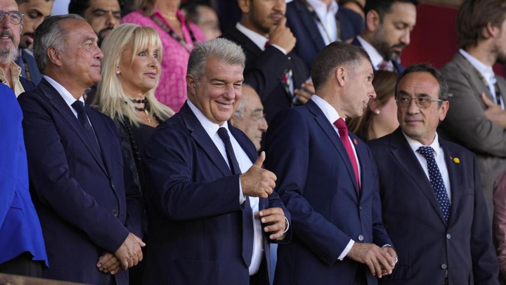 Joan Laporta vibra con el Barça en Montilivi, el estadio del Girona