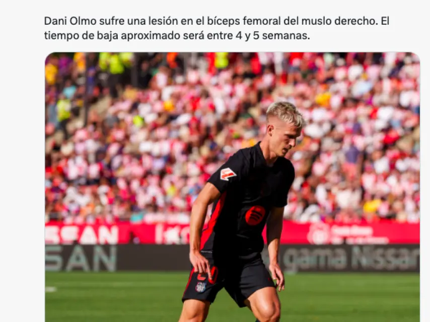 Comunicado médico del Barça sobre la lesión de Dani Olmo