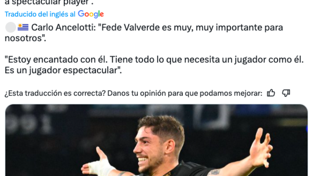 Declaraciones de Ancelotti sobre Fede Valverde