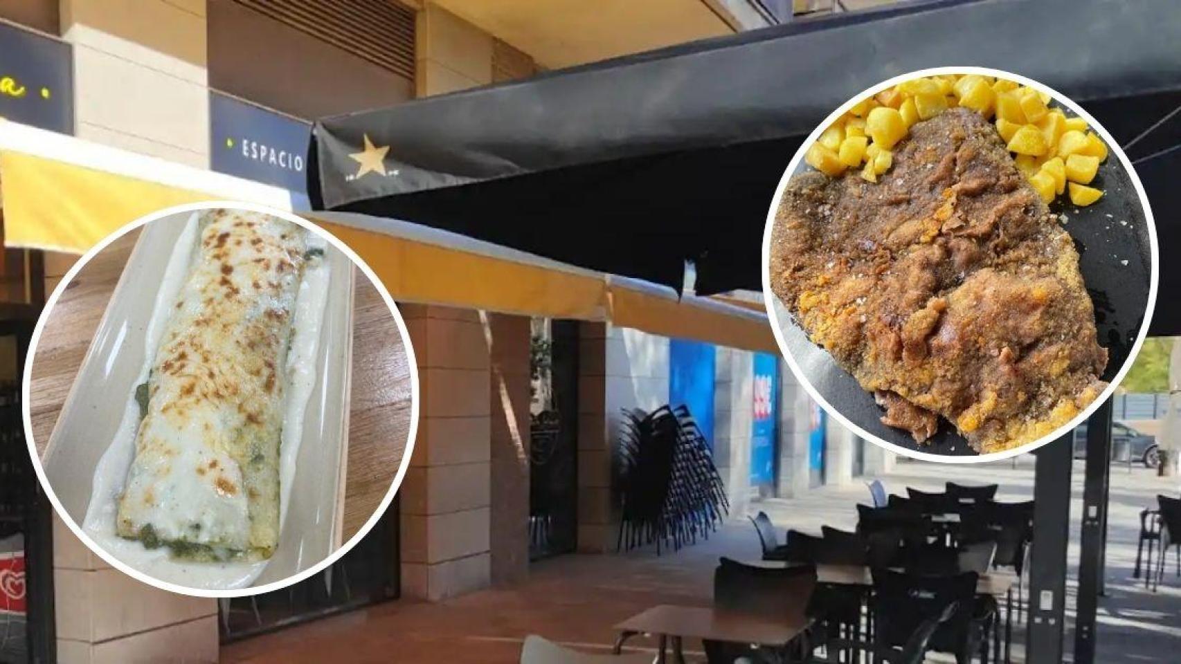 Fotomontaje canelón XXL y cachopo del restaurante Santa Locura