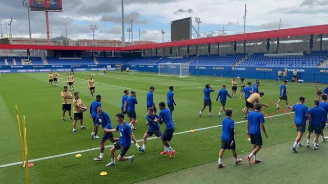 Último entrenamiento del Barça antes del partido contra el Mónaco, estreno en Champions