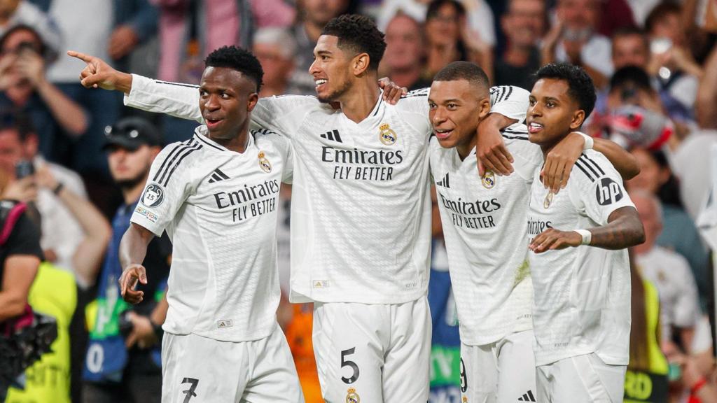 Vinicius, Bellingham, Mbappé y Rodrygo, durante la victoria contra el Stuttgart