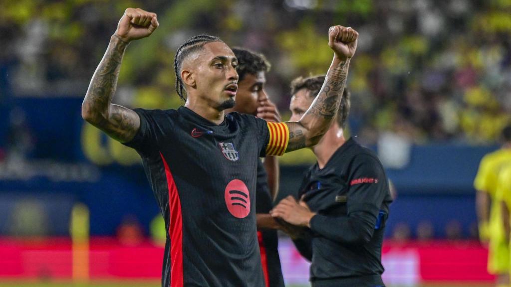 Raphinha celebra un gol en la victoria del Barça contra el Villarreal