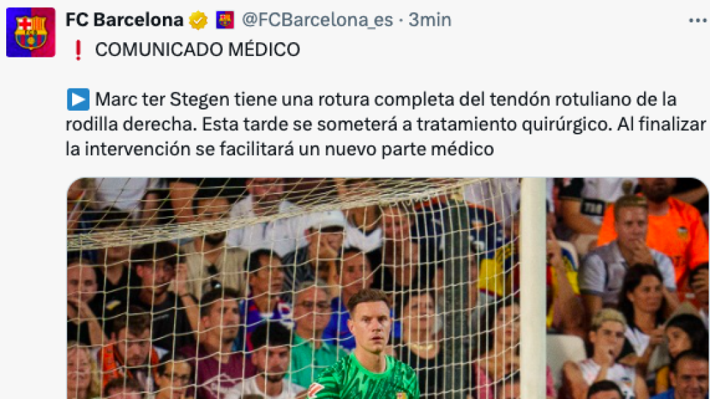 El Barça informa de la lesión de Ter Stegen