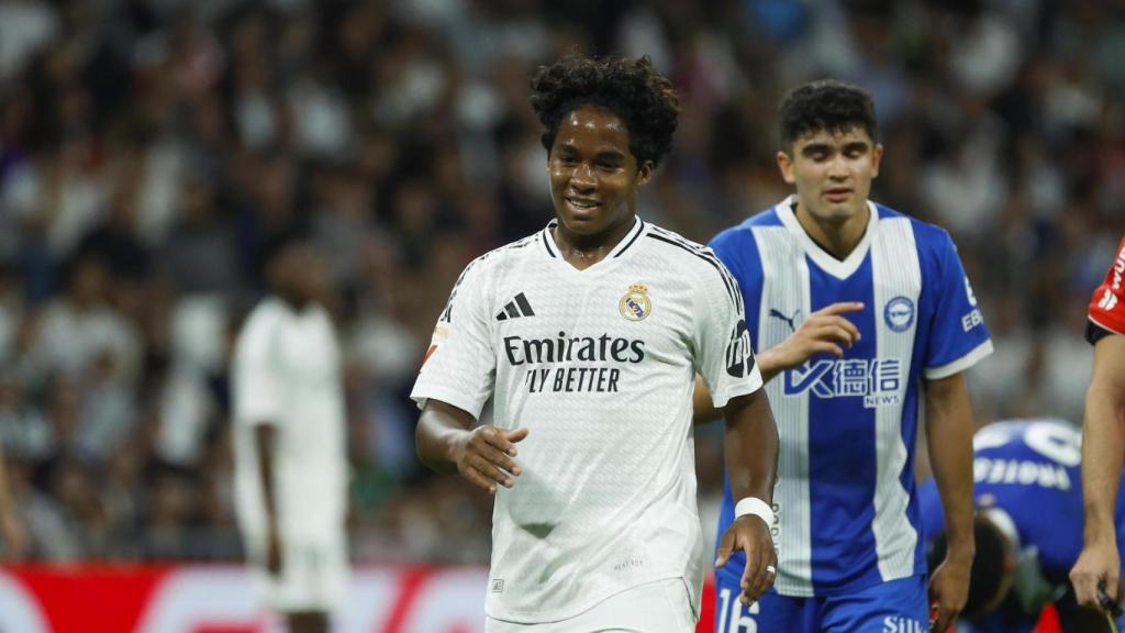 Endrick, durante el partido entre el Real Madrid y el Alavés