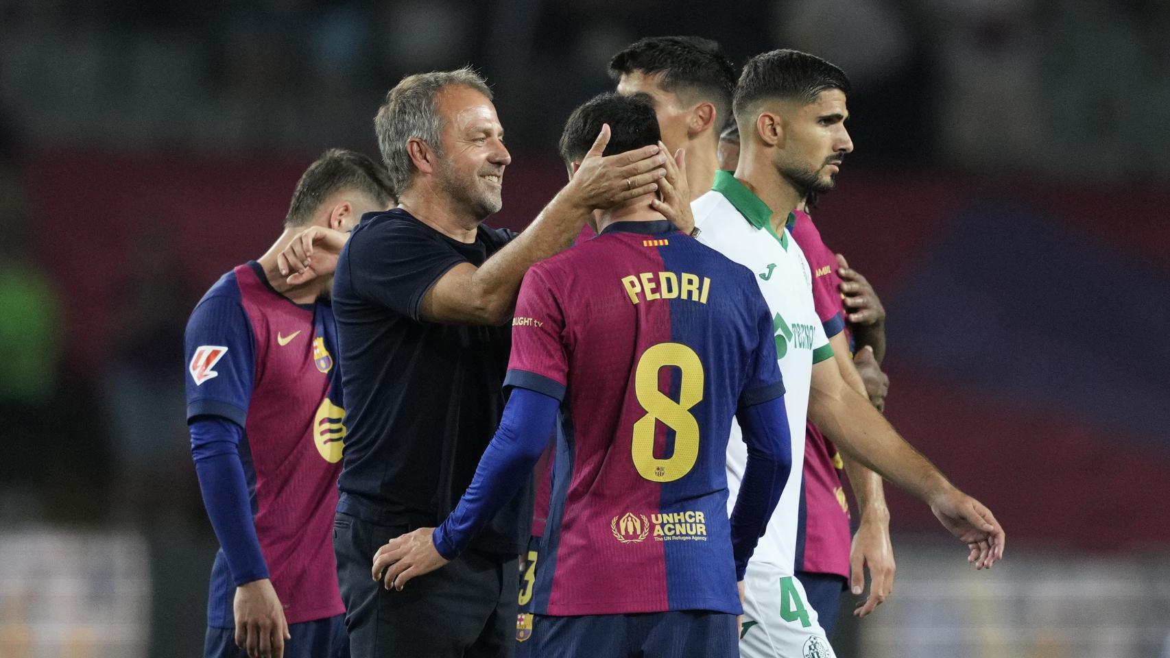 El gesto cariñoso de Hansi Flick a Pedri tras la victoria contra el Getafe