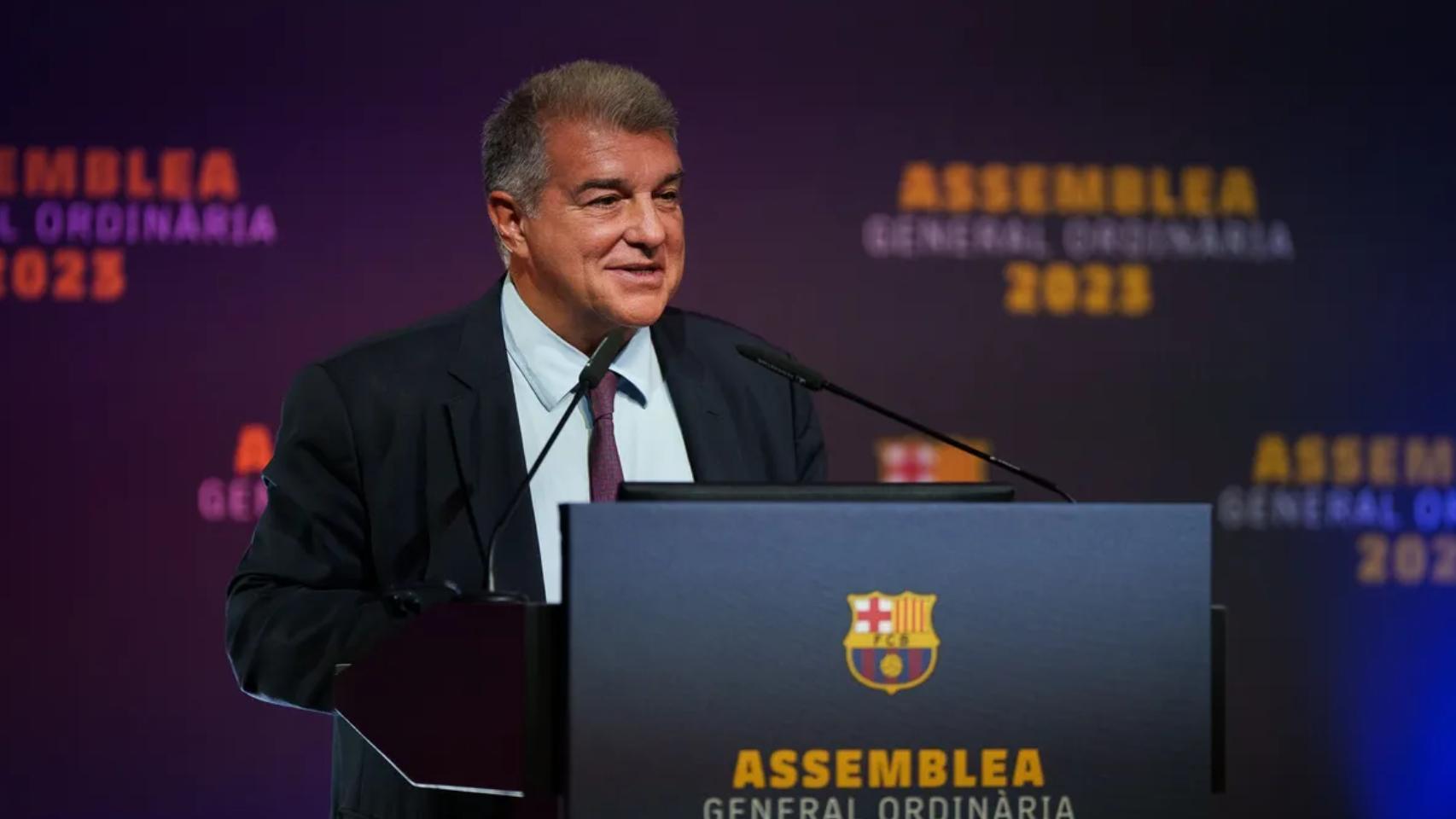 Joan Laporta, durante la Asamblea de socios del Barça del año pasado