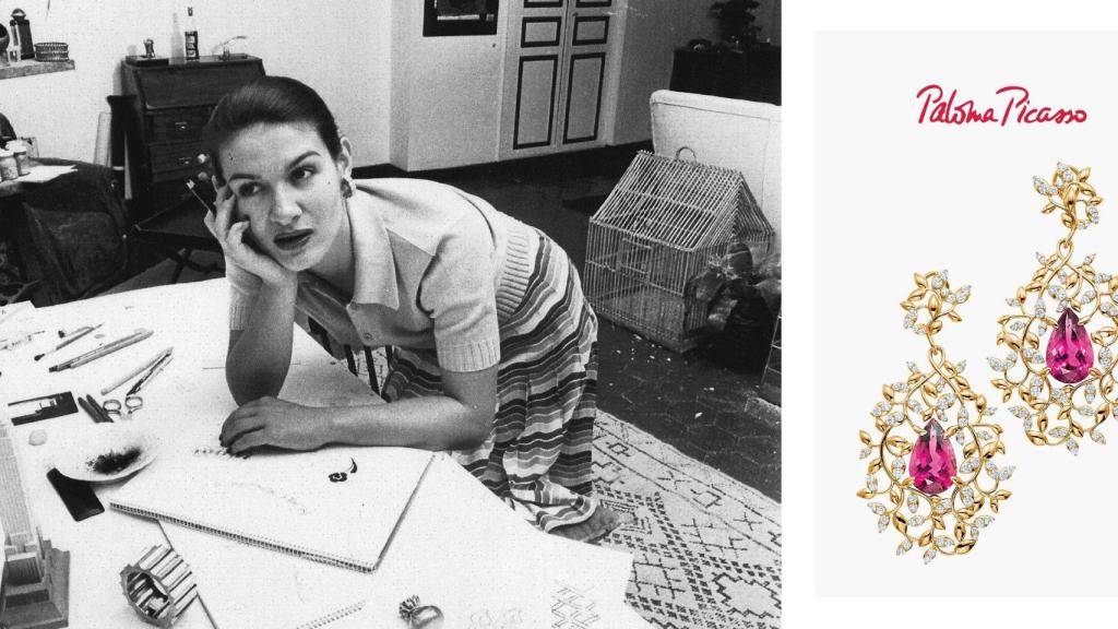 Paloma Picasso, diseñando joyas para Tiffany's (derecha)