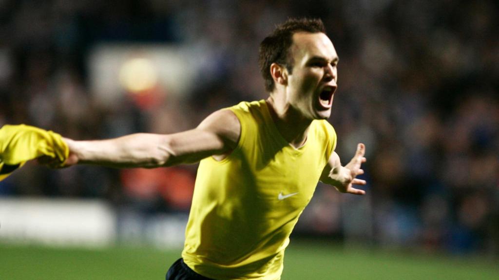 Iniesta celebra su gol en Stamford Bridge