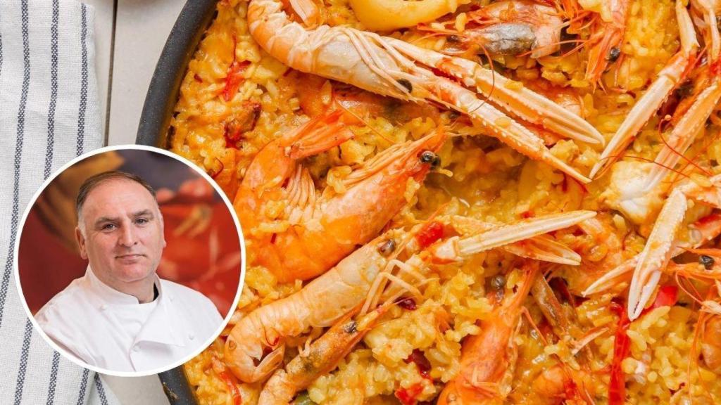 Fotomontaje paella y José Andrés