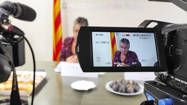 Olga Pané, 'consellera' catalana de Salud, en un almuerzo con la prensa hoy