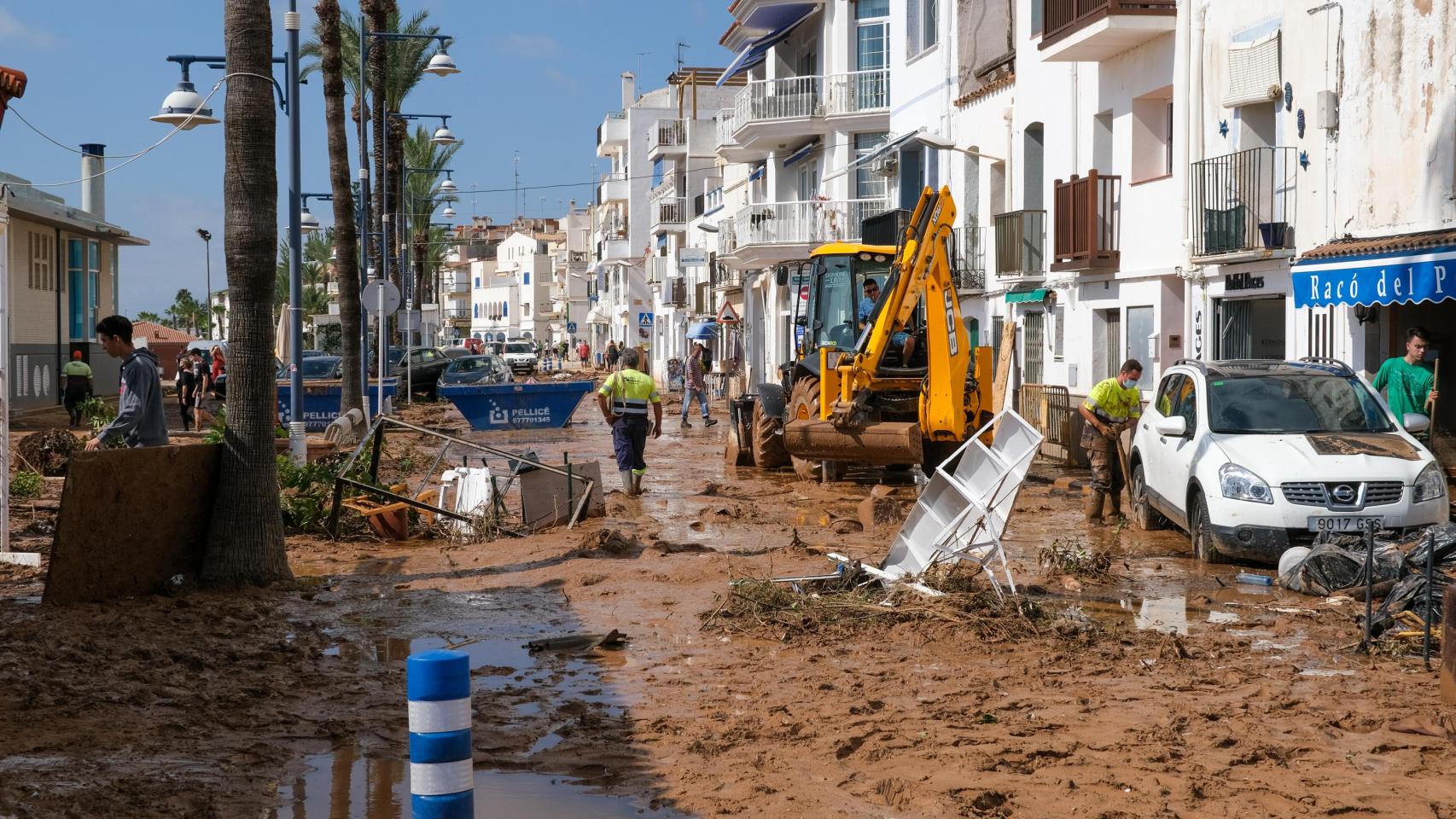 Efectos de un temporal en Alcanar (Tarragona), en 2021