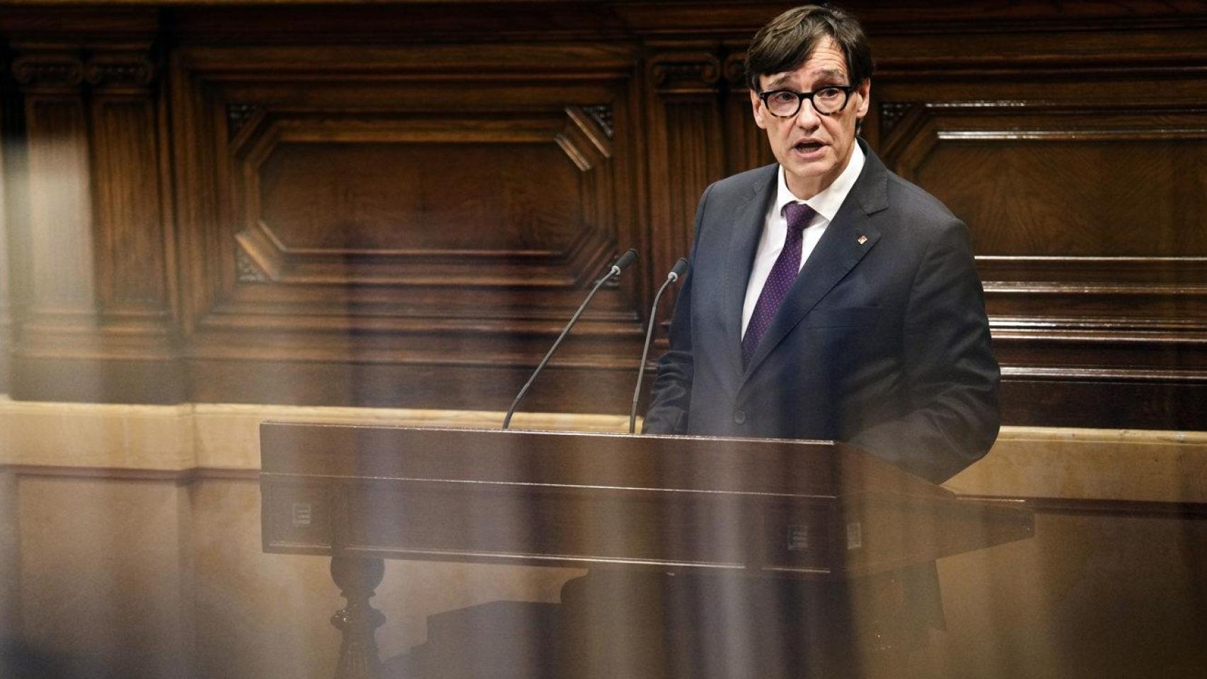 El presidente de la Generalitat, Salvador Illa, durante su intervención inicial en el Debate de Política General