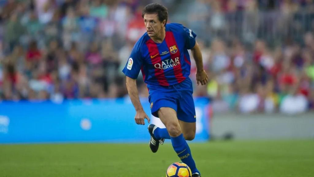 Gica Popescu, en un partido de leyendas del Barça