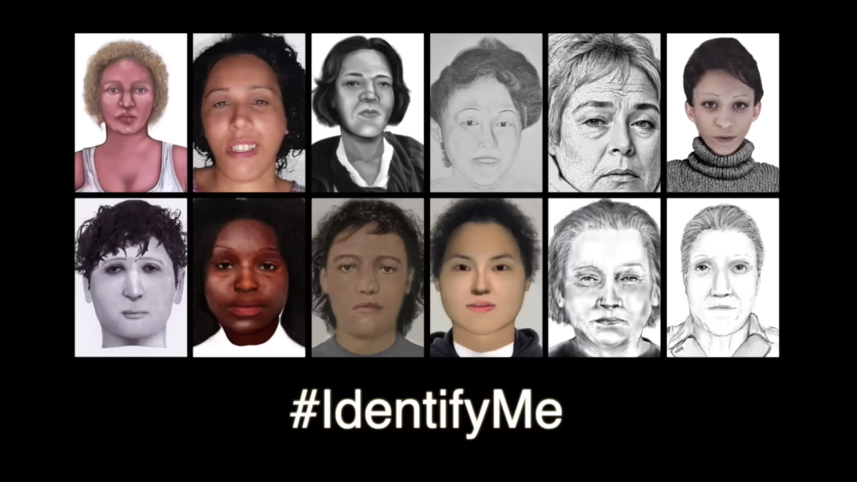 Imágenes de los rostros que incluye la campaña 'Identify me' de Interpol