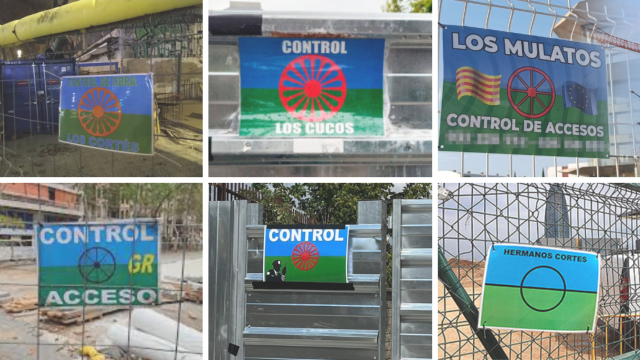 Carteles de distintos clanes en diversos recintos de obras de Cataluña