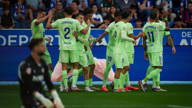 Los jugadores del Barça festejan un gol contra el Alavés antes del parón de selecciones